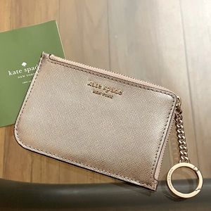 Kate Spade card wallet in Metallic Blush NWT